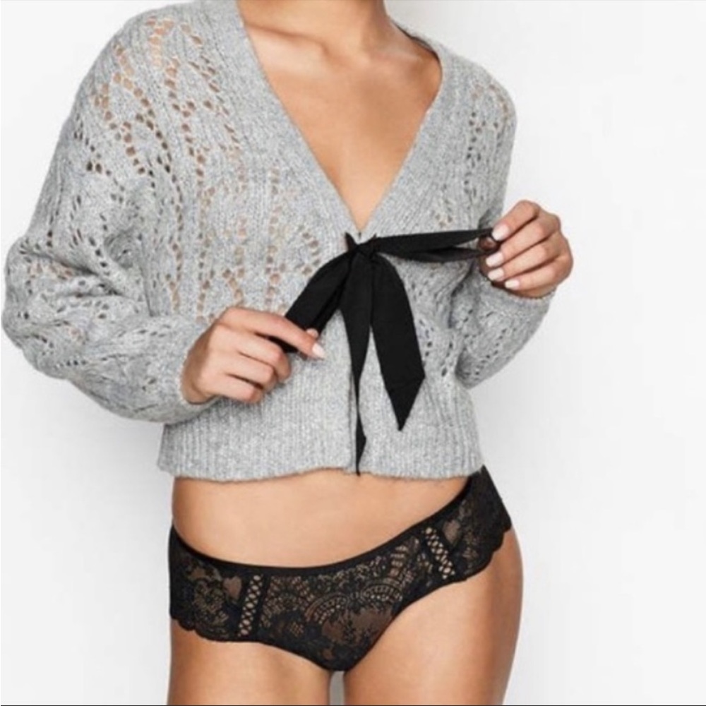 Victoria’s Secret Gray Sweater With Black Bow